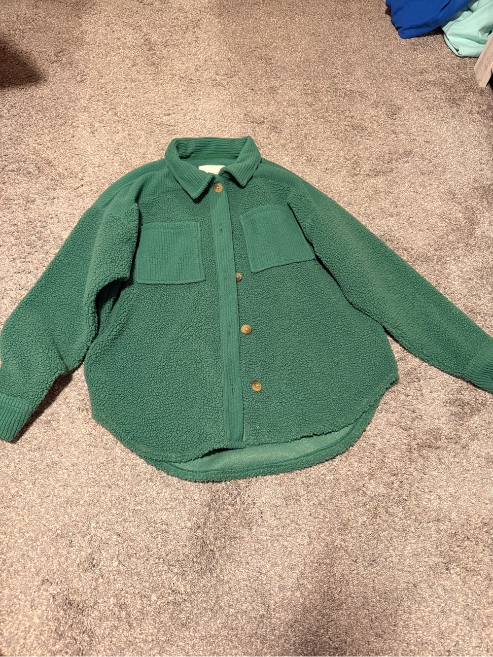 American Eagle Outfitters Dark Green Sherpa Shacket